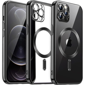 image:imageJETech Magnetic Case for iPhone 12 Pro Gold  Compatible with MagSafe Camera Lens Protection Electroplated TPU Frame Shockproof ProtectionBlack