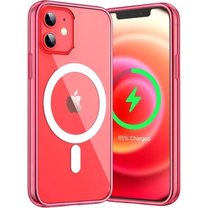 image:imageJETech Magnetic Case for iPhone 12 mini Clear  Compatible with MagSafe Shockproof Phone Bumper Cover Scratch Resistant Clear BackRed