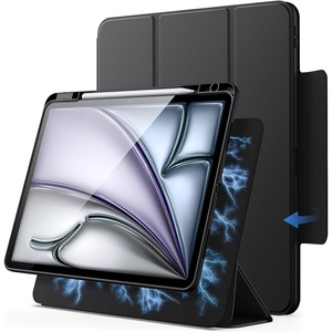 image:imageJETech Magnetic Detachable Case for iPad Air 13 M4M3M2 Black  For 202620252024 Model Rotating Cover Pencil Holder PortraitLandscape Stand Raised Screen View Auto WakeSleepBlack