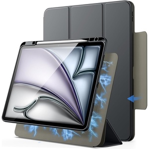 image:imageJETech Magnetic Detachable Case for iPad Air 13 M4M3M2 Black  For 202620252024 Model Rotating Cover Pencil Holder PortraitLandscape Stand Raised Screen View Auto WakeSleepSpace Gray