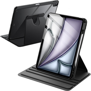 image:imageJETech Rotating Case for iPad Air 13 M4M3M2 Purple  Cover for 202620252024 Model 360 Rotation Stand Clear Back Design Auto WakeSleep Pencil Holder Full ProtectionBlack