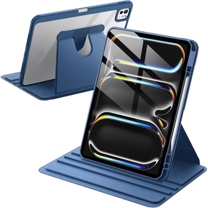image:imageJETech Rotating Case for iPad Pro 13 M5M4 20252024 Black  Cover 360 Rotation Stand Clear Back Design Auto WakeSleep Pencil Holder Full ProtectionNavy