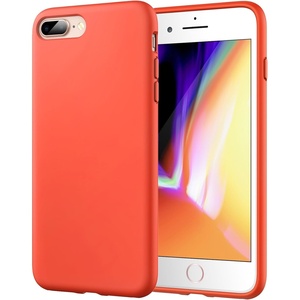 image:imageJETech Silicone Case for iPhone 8 Plus7 Plus Black  Silky Soft Touch Shockproof Protection Scratch Resistant Microfiber LiningSpicy Orange