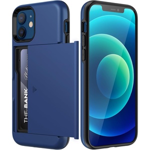 image:imageJETech Wallet Case for iPhone 1212 Pro Black  Hidden Sliding Card Slot DualLayer Shockproof Protection Card HolderBlue