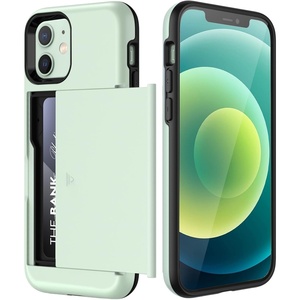 image:imageJETech Wallet Case for iPhone 1212 Pro Black  Hidden Sliding Card Slot DualLayer Shockproof Protection Card HolderGreen