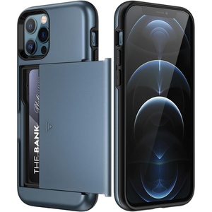 image:imageJETech Wallet Case for iPhone 1212 Pro Black  Hidden Sliding Card Slot DualLayer Shockproof Protection Card HolderSea Blue