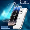 image:imageJETech 3 in 1 Case for iPhone 14 Pro AntiYellowing Clear  2 Tempered Glass Screen Protectors Shockproof Bumper Phone CoverClear