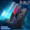 image:imageJETech 3 in 1 Magnetic Matte Case for iPhone 13 mini Black  Compatible with MagSafe 2 Tempered Glass Screen Protectors Translucent Matte Back Shockproof Phone CoverBlack