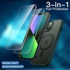 image:imageJETech 3 in 1 Magnetic Matte Case for iPhone 13 mini Black  Compatible with MagSafe 2 Tempered Glass Screen Protectors Translucent Matte Back Shockproof Phone CoverDark Green