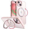 image:imageJETech 360 Rotatable Ring Stand Case for iPhone 15 Plus Black  Compatible with MagSafe Translucent Matte Back Stand amp Ring Holder Shockproof ProtectionPink
