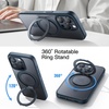 image:imageJETech 360 Rotatable Ring Stand Case for iPhone 15 Plus Black  Compatible with MagSafe Translucent Matte Back Stand amp Ring Holder Shockproof ProtectionBlue