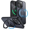 image:imageJETech 360 Rotatable Ring Stand Case for iPhone 15 Plus Black  Compatible with MagSafe Translucent Matte Back Stand amp Ring Holder Shockproof ProtectionBlack