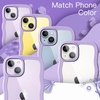 image:imageJETech Wavy Case for iPhone 14 Plus Purple  Cute Wavy Design Shockproof Protection Hard Clear PC Back Comfortable GripPurple