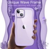 image:imageJETech Wavy Case for iPhone 14 Plus Purple  Cute Wavy Design Shockproof Protection Hard Clear PC Back Comfortable GripPurple