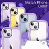 image:imageJETech Wavy Case for iPhone 14 Purple  Cute Wavy Design Shockproof Protection Hard Clear PC Back Comfortable GripPurple