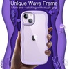 image:imageJETech Wavy Case for iPhone 14 Purple  Cute Wavy Design Shockproof Protection Hard Clear PC Back Comfortable GripPurple