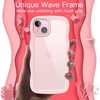 image:imageJETech Wavy Case for iPhone 15 Plus Pink  Cute Wavy Design Shockproof Protection Hard Clear PC Back Comfortable GripPink
