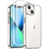 image:imageJETech 3 in 1 Case for iPhone 13 AntiYellowing Clear  2 Tempered Glass Screen Protectors Shockproof Bumper Phone CoverClear