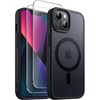 image:imageJETech 3 in 1 Magnetic Matte Case for iPhone 13 mini Black  Compatible with MagSafe 2 Tempered Glass Screen Protectors Translucent Matte Back Shockproof Phone CoverBlack
