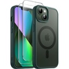 image:imageJETech 3 in 1 Magnetic Matte Case for iPhone 13 mini Black  Compatible with MagSafe 2 Tempered Glass Screen Protectors Translucent Matte Back Shockproof Phone CoverDark Green