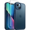 image:imageJETech 3 in 1 Matte Case for iPhone 13 Black  2 Tempered Glass Screen Protectors Translucent Frosted Phone CoverStorm Blue