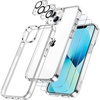 image:imageJETech 5 in 1 Case for iPhone 13 mini AntiYellowing Clear  2 Tempered Glass Screen Protectors 2 Camera Lens Protectors Shockproof Bumper Phone CoverClear