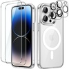 image:imageJETech 5 in 1 Magnetic Case for iPhone 14 Pro Max Clear  Compatible with MagSafe 2 Tempered Glass Screen Protectors 2 Camera Lens Protectors Shockproof Bumper Phone CoverClear