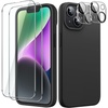 image:imageJETech 5 in 1 Silicone Case for iPhone 14 Black  2 Tempered Glass Screen Protectors 2 Camera Lens Protectors Silky Soft Touch Shockproof Phone CoverBlack