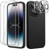 image:imageJETech 5 in 1 Silicone Case for iPhone 14 Pro Max Black  2 Tempered Glass Screen Protectors 2 Camera Lens Protectors Silky Soft Touch Shockproof Phone CoverBlack