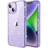 image:imageJETech Glitter Case for iPhone 14 Clear  Sparkly Glitter Design Shockproof Protection Clear Back Stylish LookLight Purple