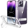 image:imageJETech Kickstand Case for iPhone 14 Pro Max Clear  3Way Metal Kickstand Supports Wireless Charging Slim Shockproof Bumper Clear BackClear