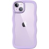 image:imageJETech Wavy Case for iPhone 14 Plus Purple  Cute Wavy Design Shockproof Protection Hard Clear PC Back Comfortable GripPurple