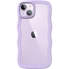 image:imageJETech Wavy Case for iPhone 14 Purple  Cute Wavy Design Shockproof Protection Hard Clear PC Back Comfortable GripPurple