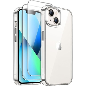 image:imageJETech 3 in 1 Case for iPhone 13 AntiYellowing Clear  2 Tempered Glass Screen Protectors Shockproof Bumper Phone CoverClear