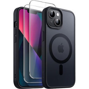 image:imageJETech 3 in 1 Magnetic Matte Case for iPhone 13 mini Black  Compatible with MagSafe 2 Tempered Glass Screen Protectors Translucent Matte Back Shockproof Phone CoverBlack