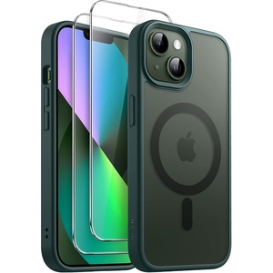 image:imageJETech 3 in 1 Magnetic Matte Case for iPhone 13 mini Black  Compatible with MagSafe 2 Tempered Glass Screen Protectors Translucent Matte Back Shockproof Phone CoverDark Green