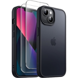 image:imageJETech 3 in 1 Matte Case for iPhone 13 Black  2 Tempered Glass Screen Protectors Translucent Frosted Phone CoverBlack