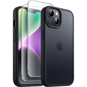 image:imageJETech 3 in 1 Matte Case for iPhone 14 Black  2 Tempered Glass Screen Protectors Translucent Frosted Phone CoverBlack