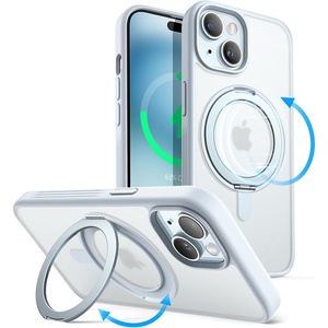 image:imageJETech 360 Rotatable Ring Stand Case for iPhone 15 Plus Black  Compatible with MagSafe Translucent Matte Back Stand amp Ring Holder Shockproof ProtectionBlue