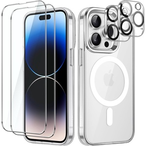 image:imageJETech 5 in 1 Magnetic Case for iPhone 14 Pro Max Clear  Compatible with MagSafe 2 Tempered Glass Screen Protectors 2 Camera Lens Protectors Shockproof Bumper Phone CoverClear