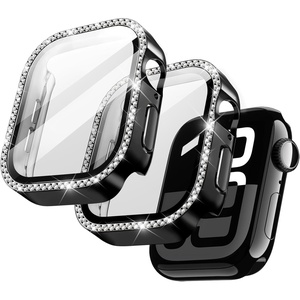 image:imageJETech Bling Case for Apple Watch Series 1110 42mm Gold  with Screen Protector Sparkling Diamond Design Builtin Tempered Glass High Touch Sensitivity Full ProtectionBlack