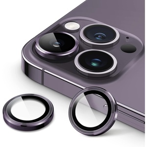 image:imageJETech Camera Lens Protector for iPhone 14 Pro14 Pro Max Deep Purple  9H Tempered Glass Metal Individual Ring Cover HD ClearDeep Purple