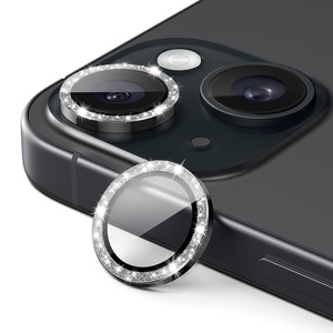 image:imageJETech Camera Lens Protector for iPhone 1515 Plus Pink 1 Set  Bling Glitter Individual 9H Tempered Glass Metal Ring Cover HD ClearBlack