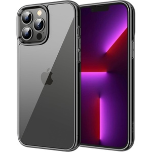 image:imageJETech Case for iPhone 13 Pro Max AntiYellowing Clear  Shockproof Protection Scratch Resistant Hard PC Back Durable Transparent TPU BumperBlack