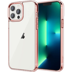 image:imageJETech Case for iPhone 13 Pro Max AntiYellowing Clear  Shockproof Protection Scratch Resistant Hard PC Back Durable Transparent TPU BumperRose Gold