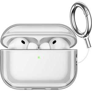 image:imageJETech Clear Case for AirPods Pro 3 AntiScratch Clear  Cover Soft Transparent TPU Shockproof Protection Keychain IncludedBlack