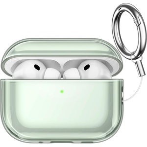 image:imageJETech Clear Case for AirPods Pro 3 AntiScratch Clear  Cover Soft Transparent TPU Shockproof Protection Keychain IncludedGreen