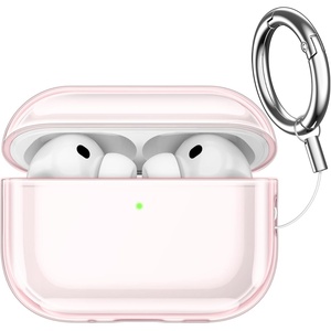 image:imageJETech Clear Case for AirPods Pro 3 AntiScratch Clear  Cover Soft Transparent TPU Shockproof Protection Keychain IncludedPink
