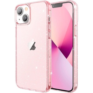 image:imageJETech Glitter Case for iPhone 13 Clear  Sparkly Glitter Design Shockproof Protection Clear Back Stylish LookPink