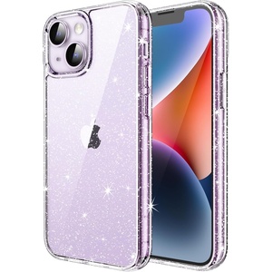 image:imageJETech Glitter Case for iPhone 14 Plus Clear  Sparkly Glitter Design Shockproof Protection Clear Back Stylish LookClear